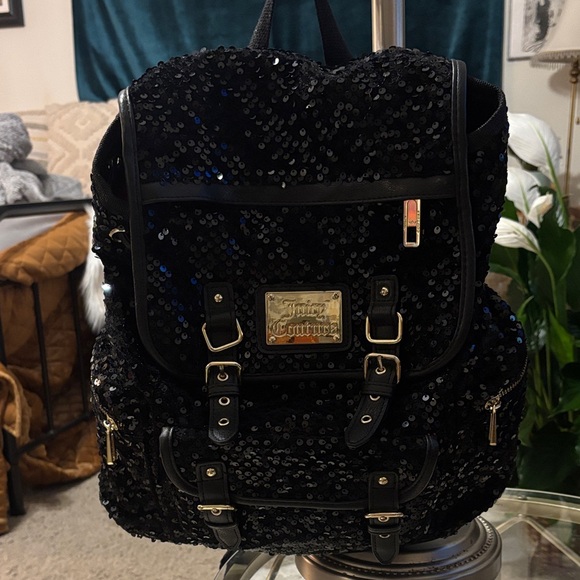 Juicy Couture Handbags - Juicy Couture Black Sequin Backpack with Buckles